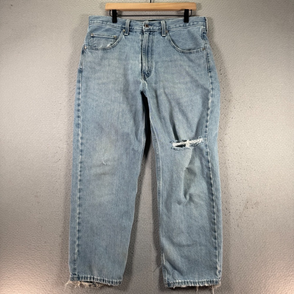 Levis Silver Tab Loose Jeans Mens 34x30 Blue Lightwash‎ A3421-0001 Distressed